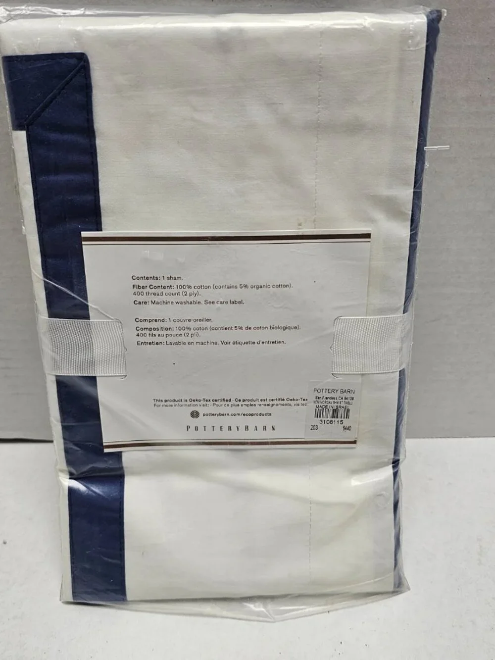 New Pottery Barn Standard Morgan Sham Pillow Cover 26 X20 Foundations 400 Thread